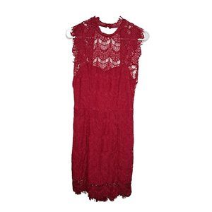 Free People Daydream Bodycon Lace Mini Dress Cherry Red Womens Size Small
